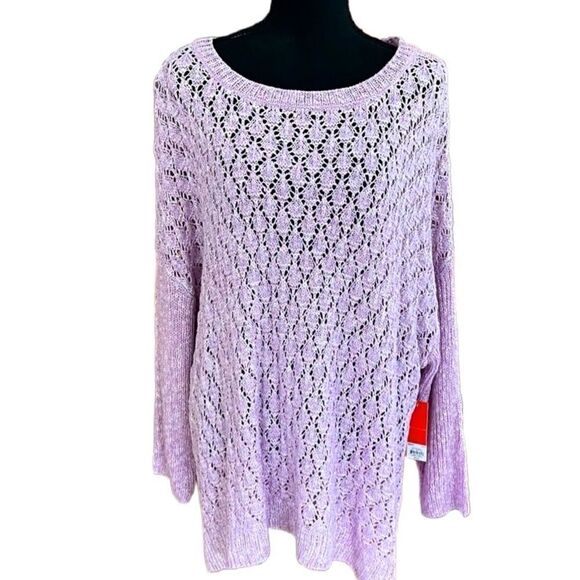 New with tags EVRI lilac pointelle pullover sweater, size 3X - Picture 1 of 7